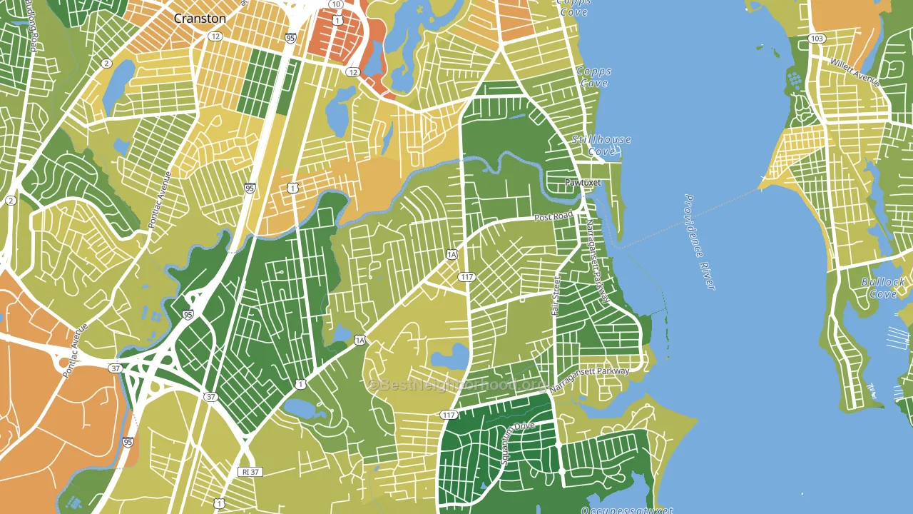 Lakewood, Warwick, RI block-group voter-turnout map