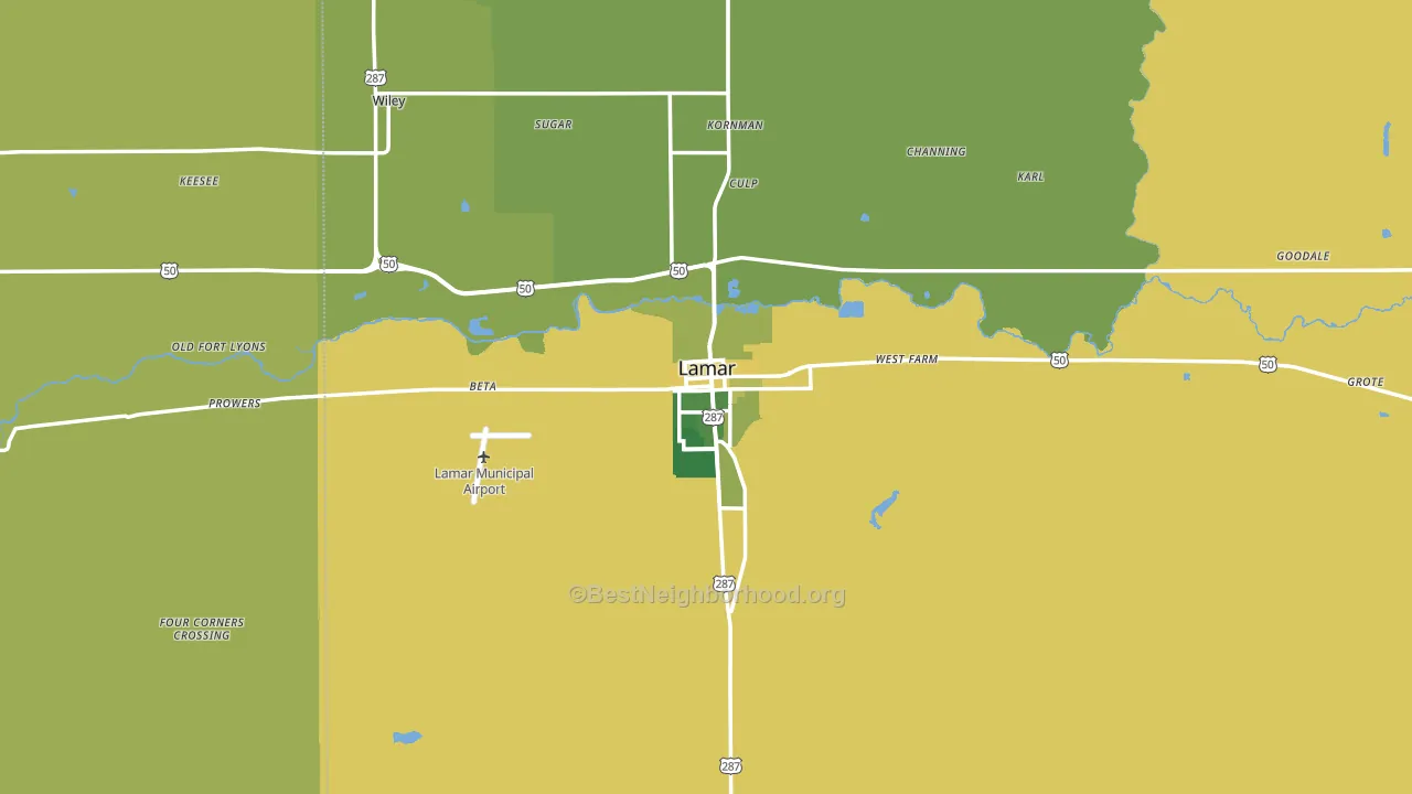Lamar, CO block-group voter-turnout map