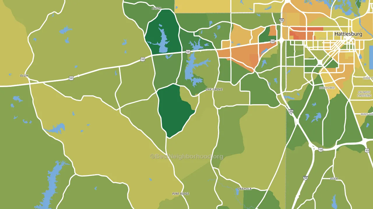 Lamar County, MS block-group voter-turnout map