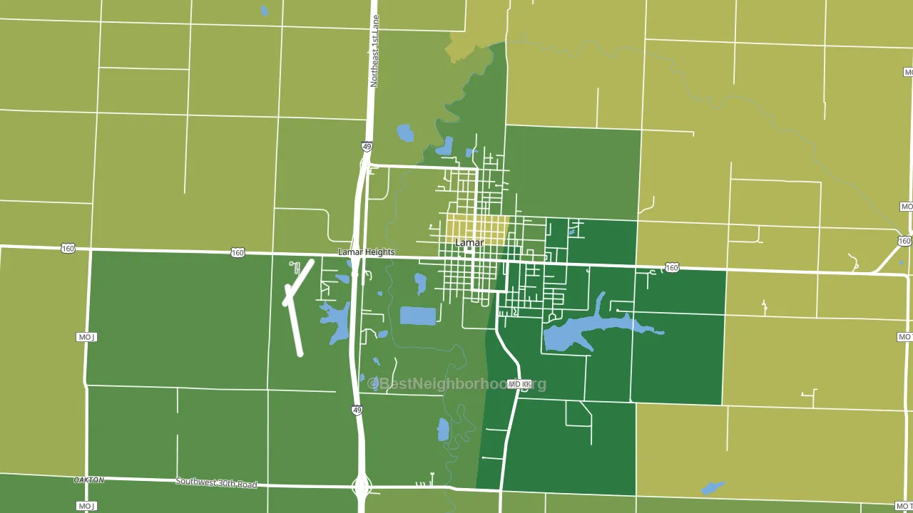Lamar Heights, MO block-group voter-turnout map