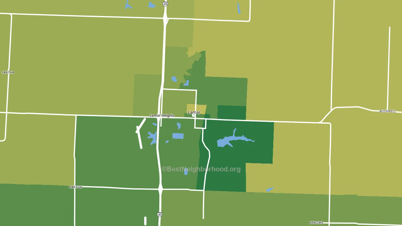 Lamar, MO block-group voter-turnout map