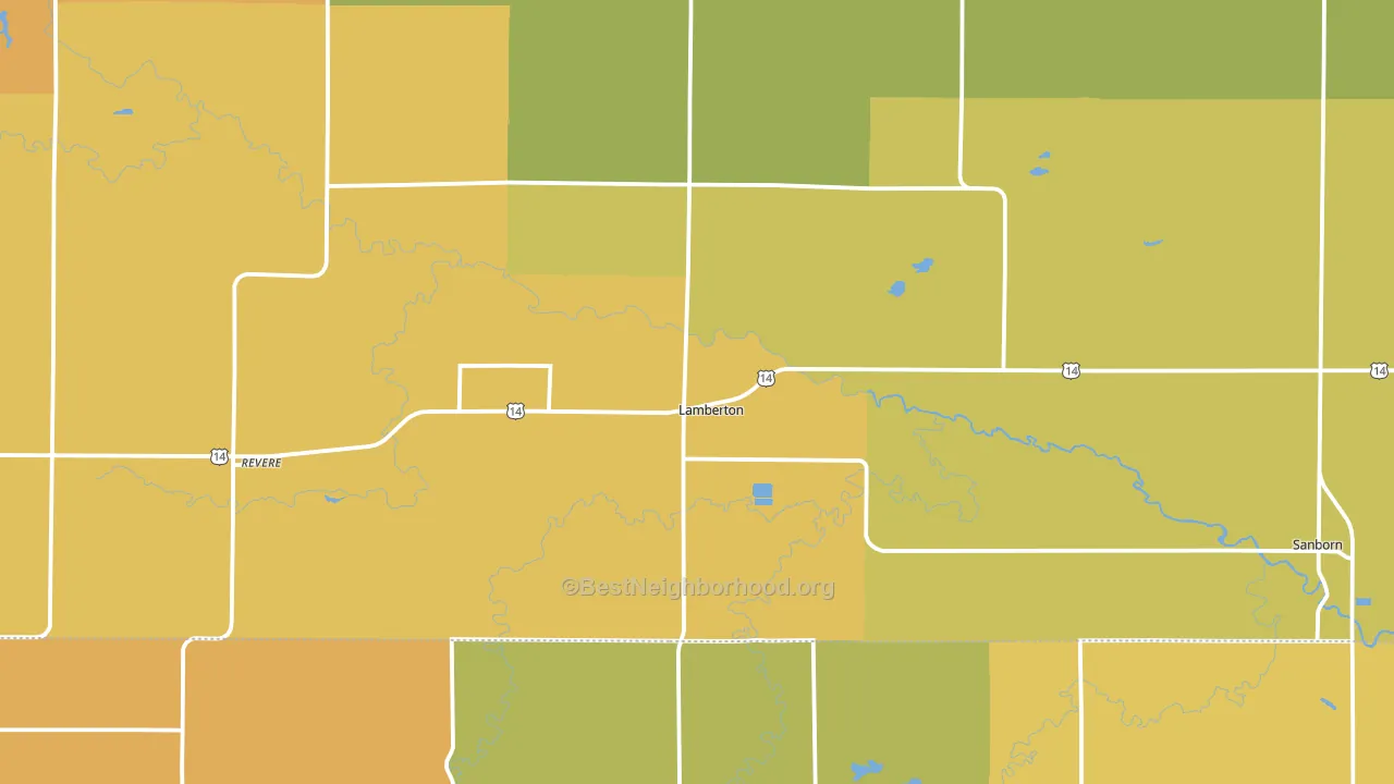 Lamberton, MN block-group voter-turnout map