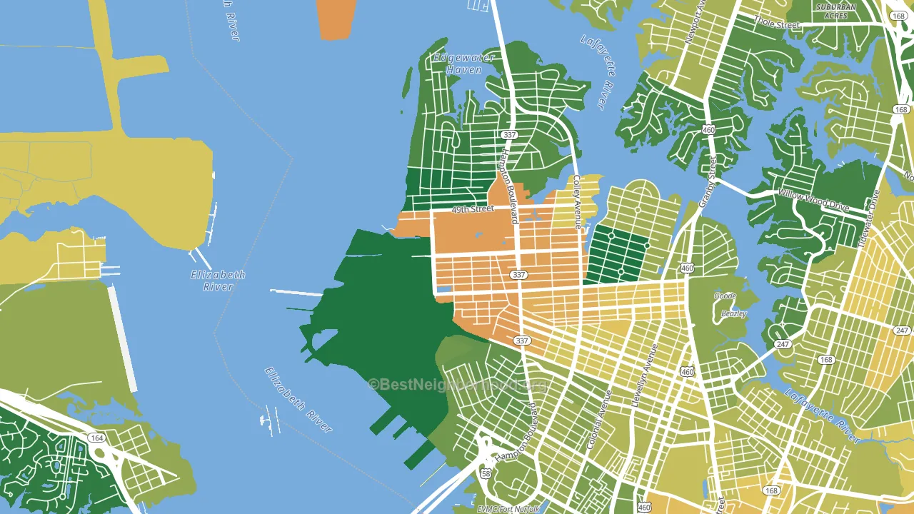 Lamberts Point, Norfolk, VA block-group voter-turnout map