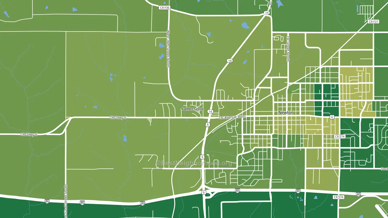 Lambs Grove, IA block-group voter-turnout map