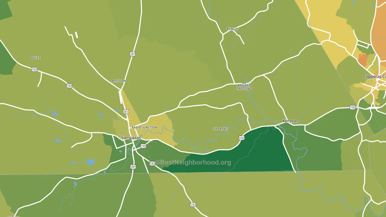 Lampasas County, TX block-group voter-turnout map