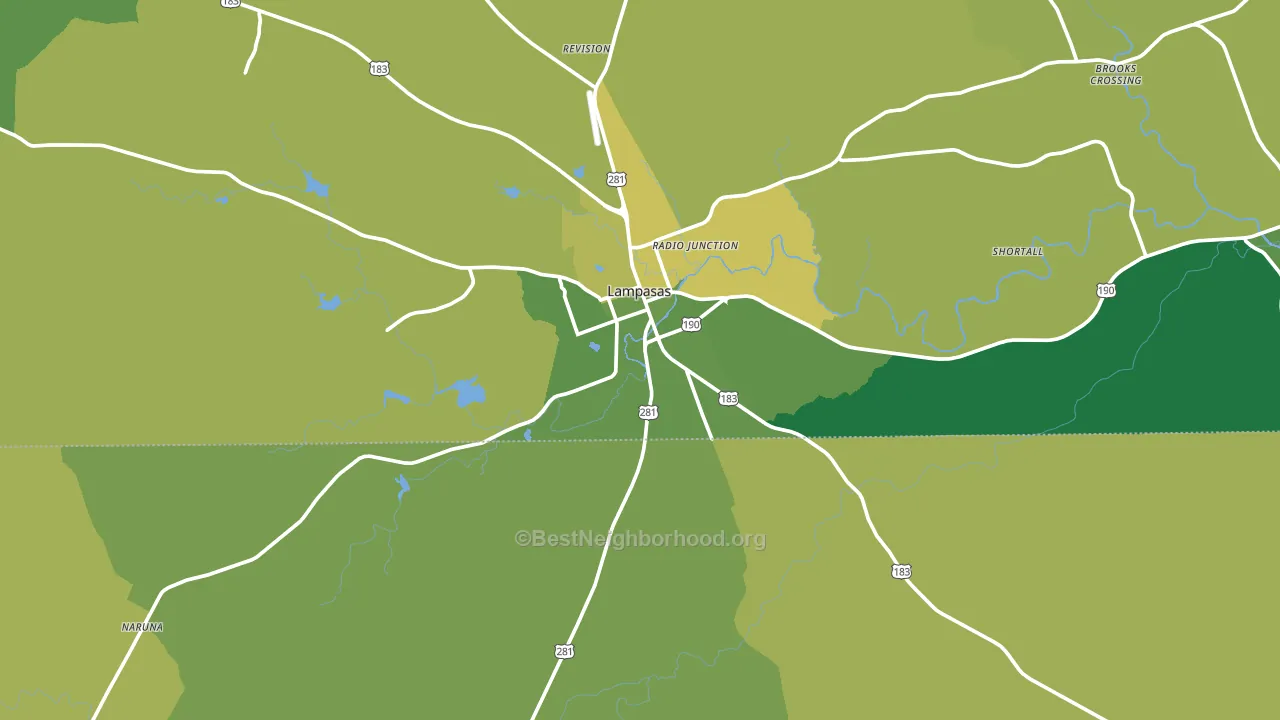 Lampasas, TX block-group voter-turnout map