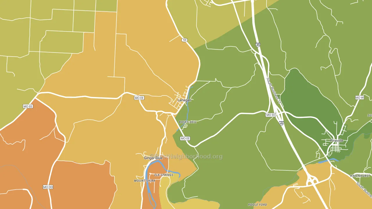 Lanagan, MO block-group voter-turnout map