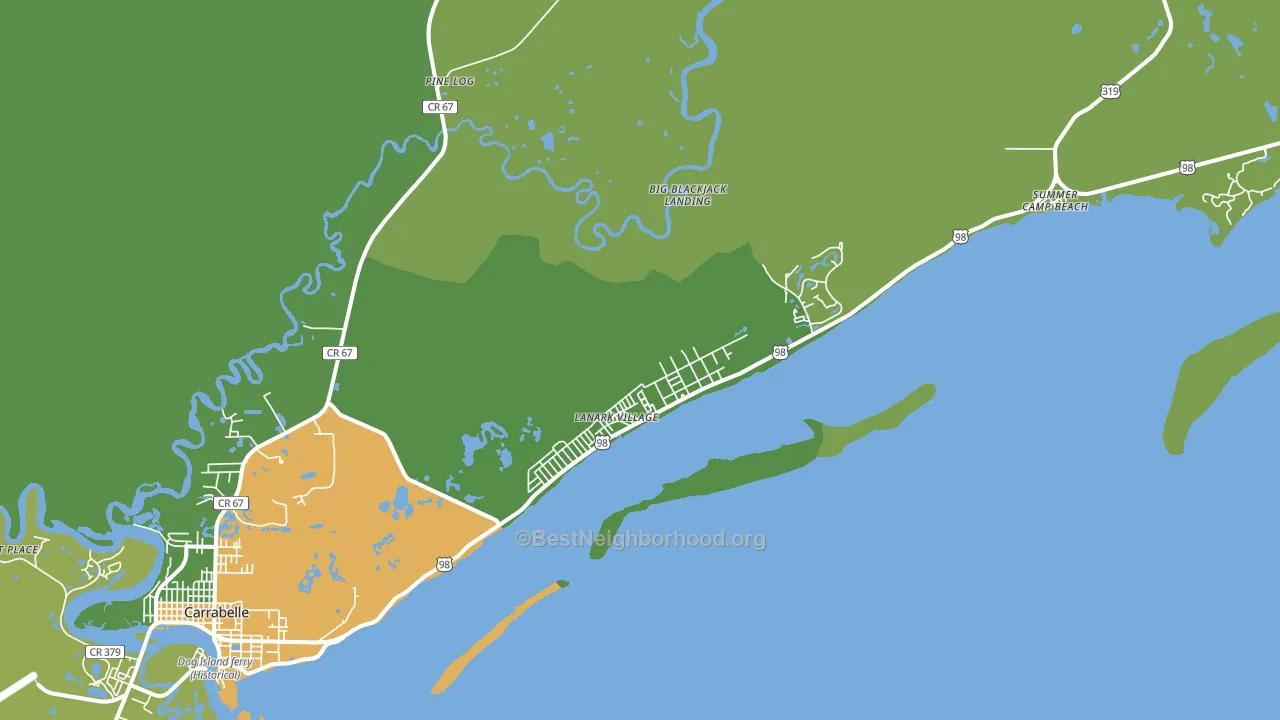 Lanark Village, FL block-group voter-turnout map