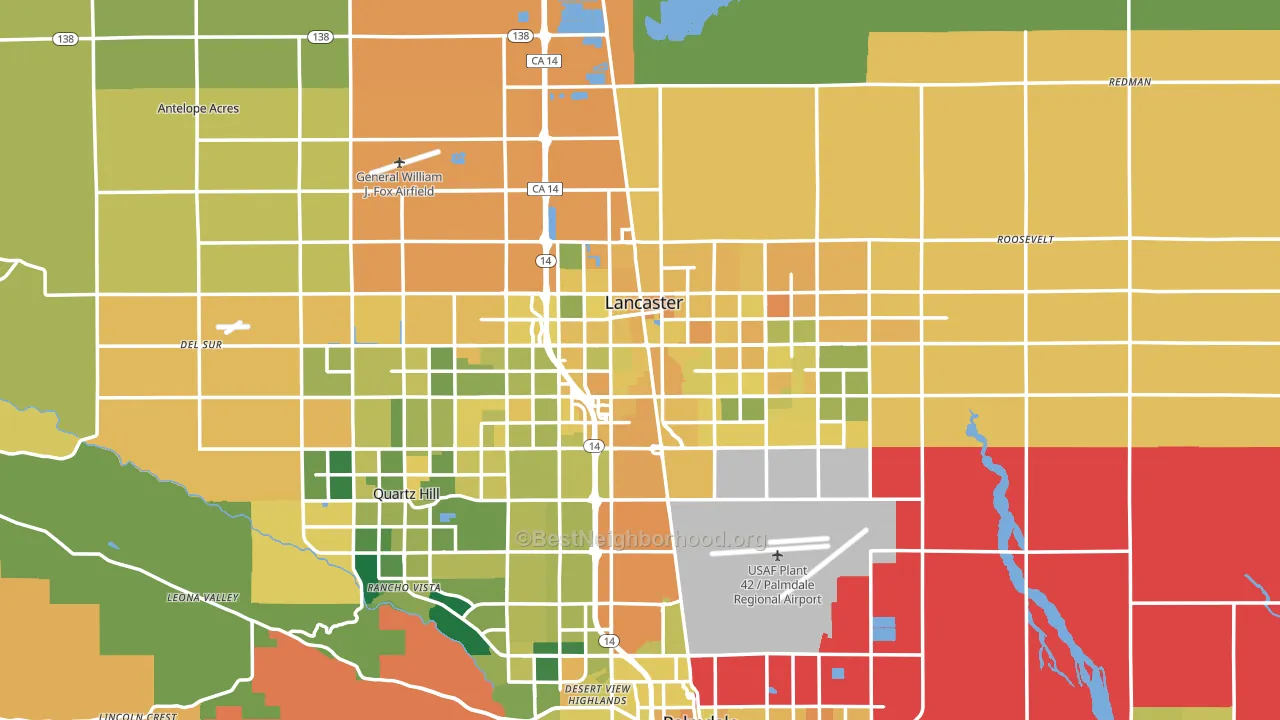 Lancaster, CA block-group voter-turnout map
