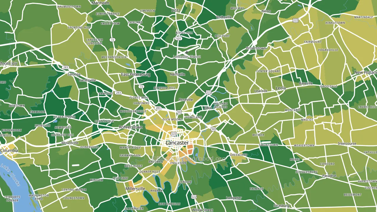 Lancaster County, PA block-group voter-turnout map