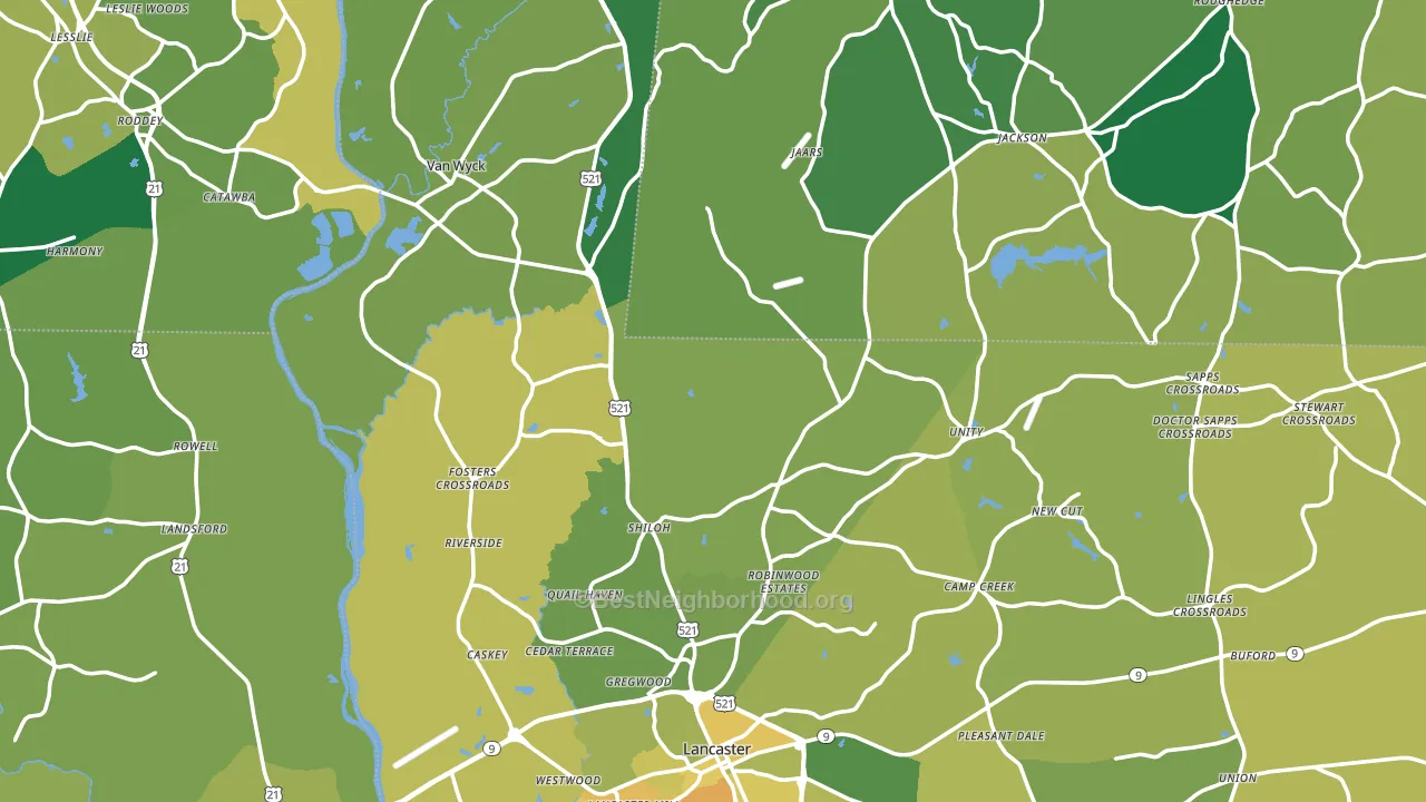 Lancaster County, SC block-group voter-turnout map