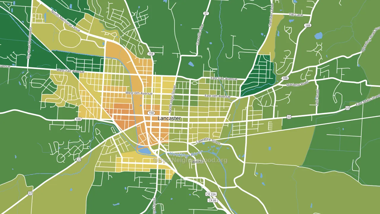 Lancaster Historic District, Lancaster, OH block-group voter-turnout map