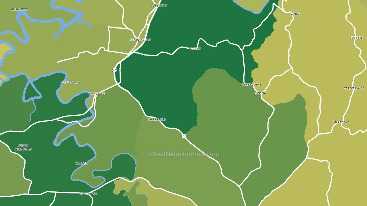 Lancaster, KY block-group voter-turnout map