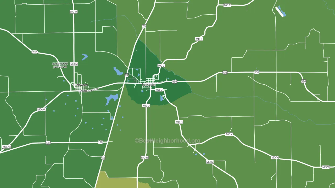 Lancaster, MO block-group voter-turnout map