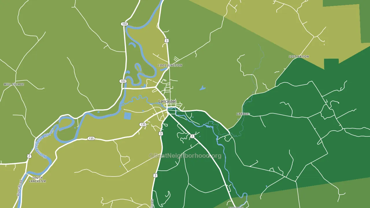 Lancaster, NH block-group voter-turnout map