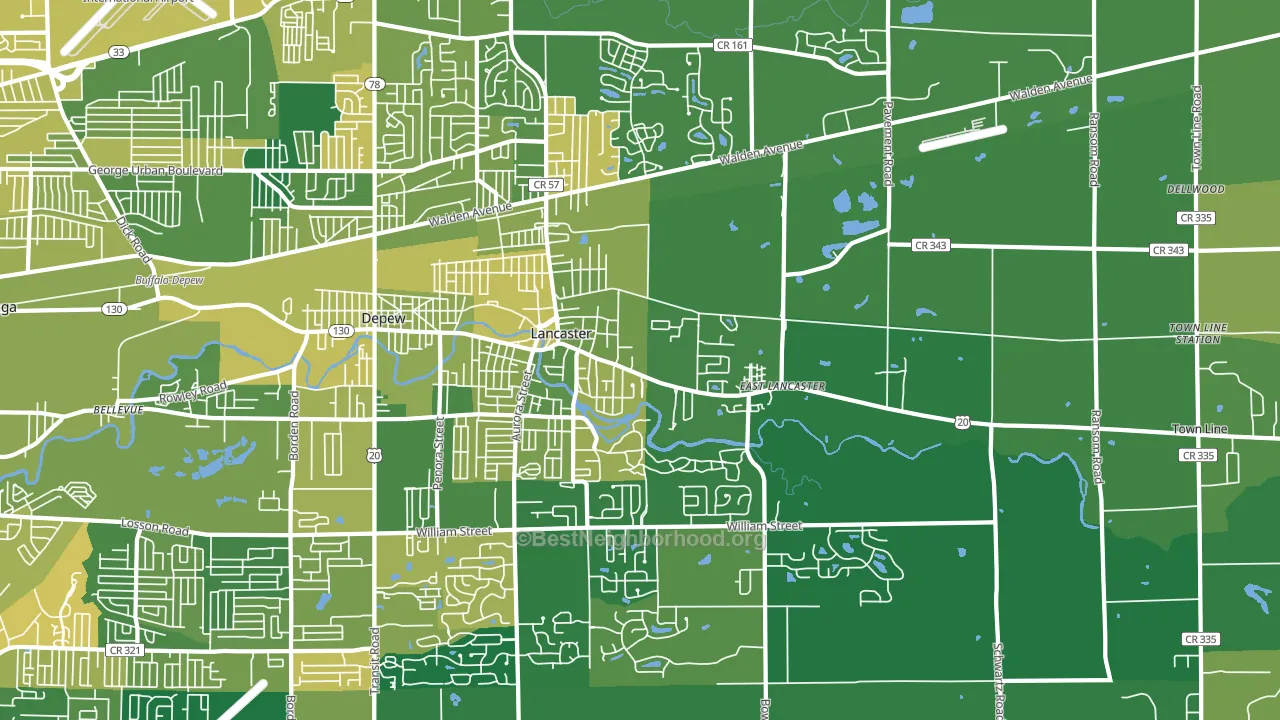Lancaster, NY block-group voter-turnout map
