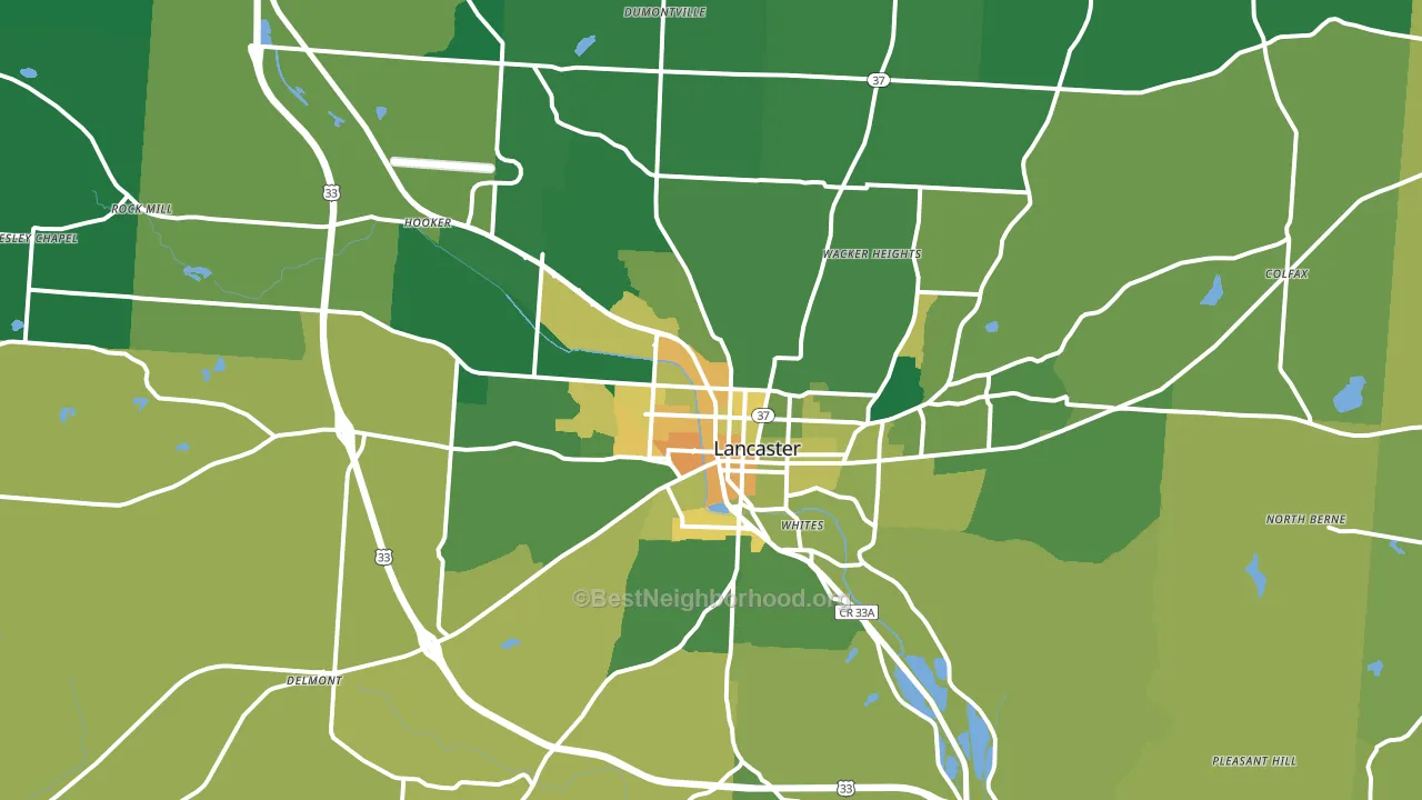 Lancaster, OH block-group voter-turnout map
