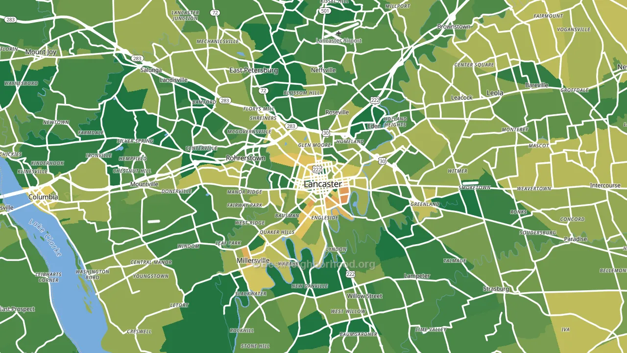 Lancaster, PA block-group voter-turnout map