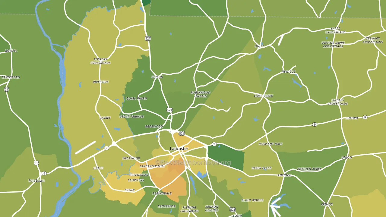Lancaster, SC block-group voter-turnout map