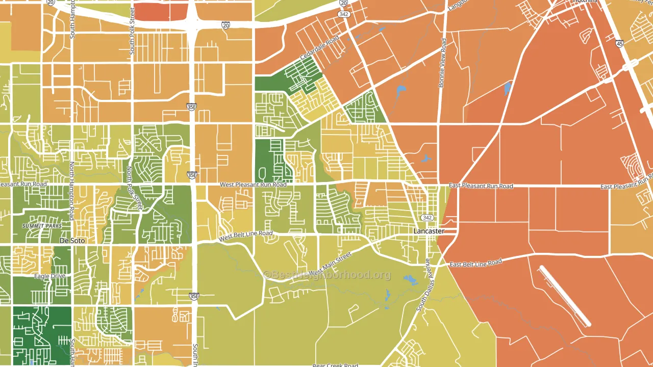 Lancaster, TX block-group voter-turnout map