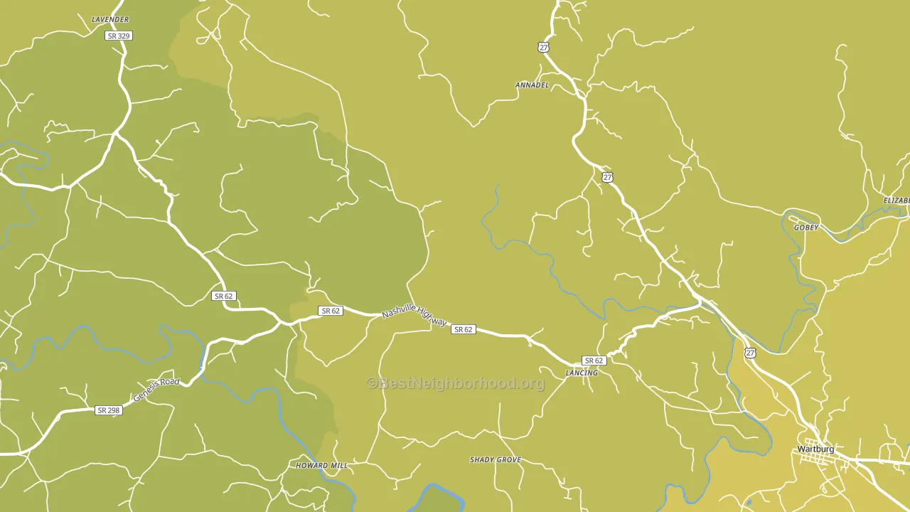 Lancing, TN block-group voter-turnout map