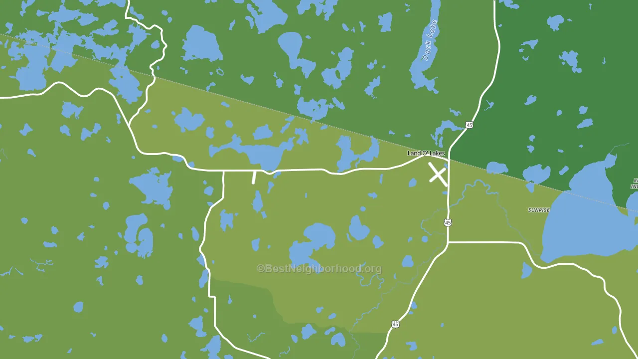 Land O' Lakes, WI block-group voter-turnout map