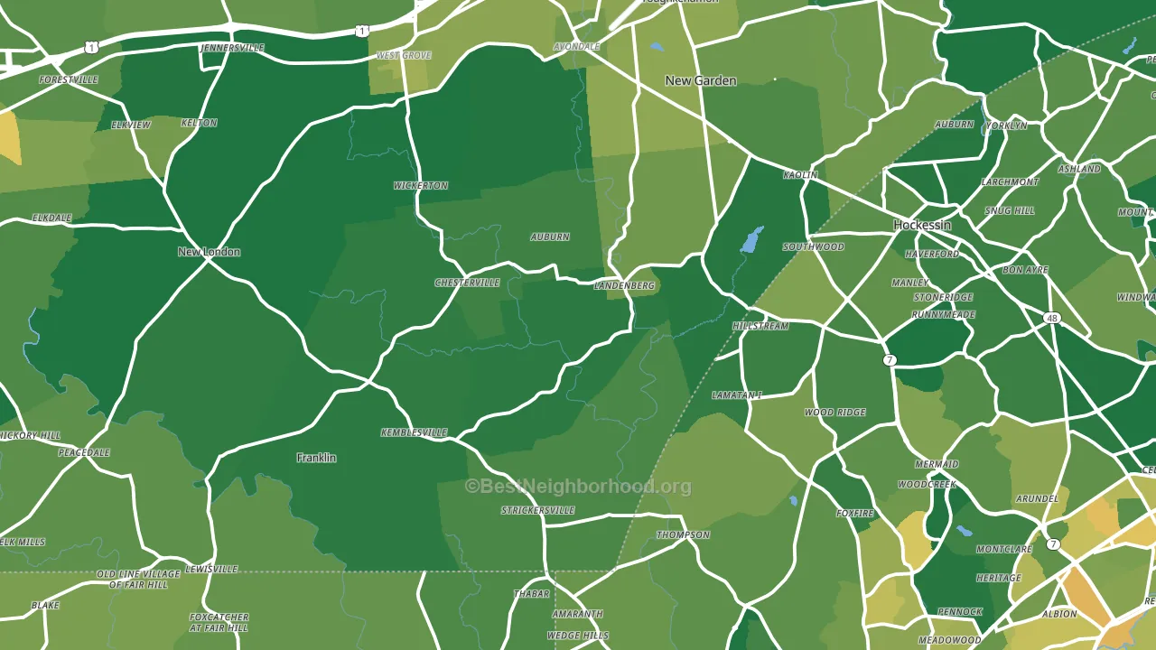 Landenberg, PA block-group voter-turnout map