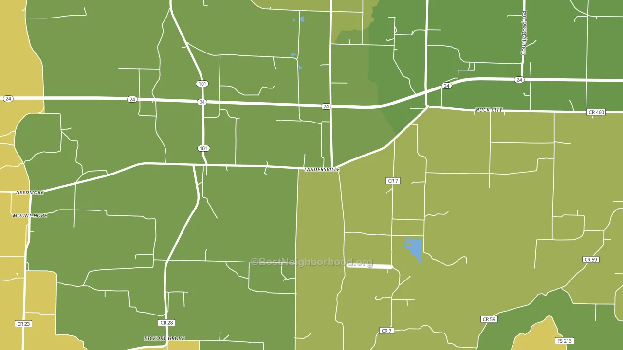 Landersville, AL block-group voter-turnout map