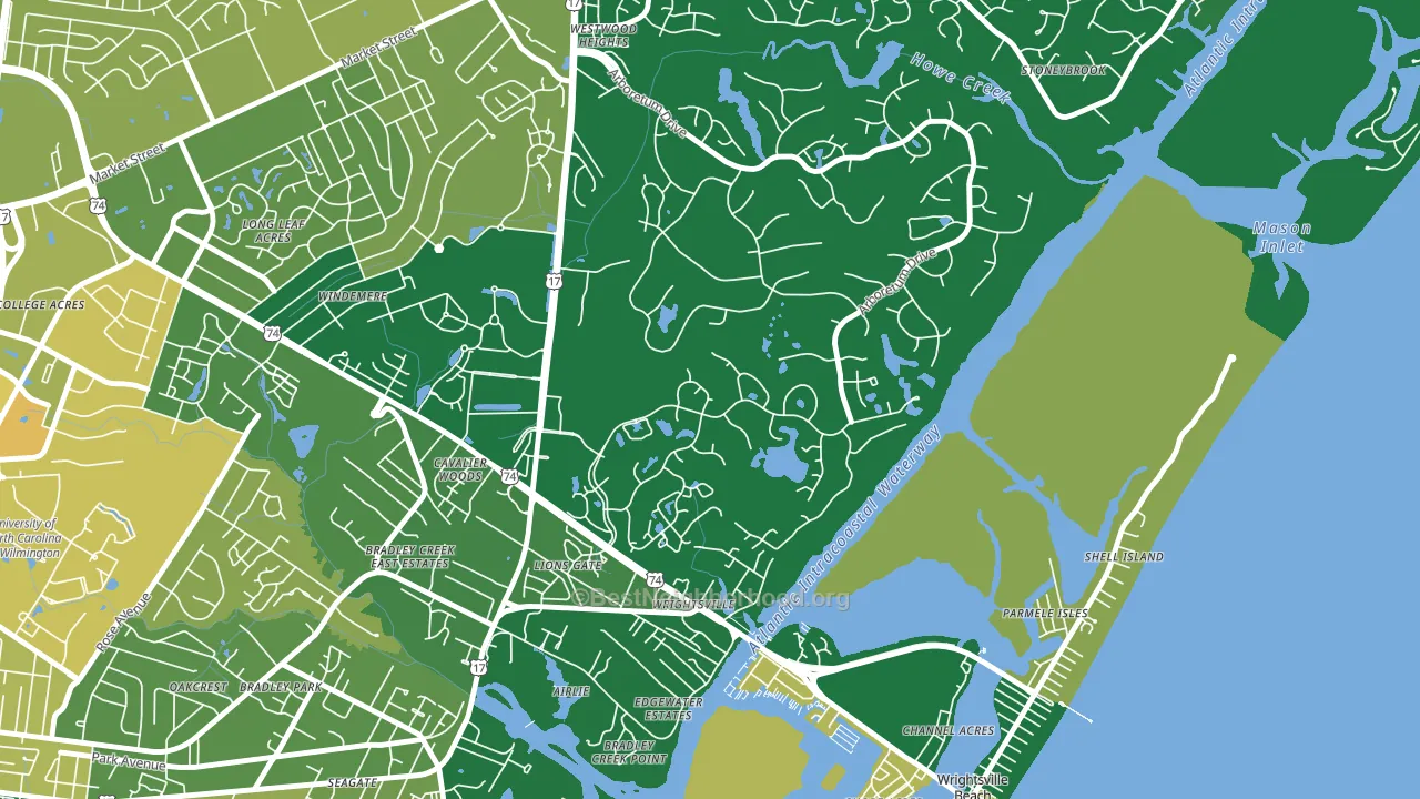Landfall, Wilmington, NC block-group voter-turnout map
