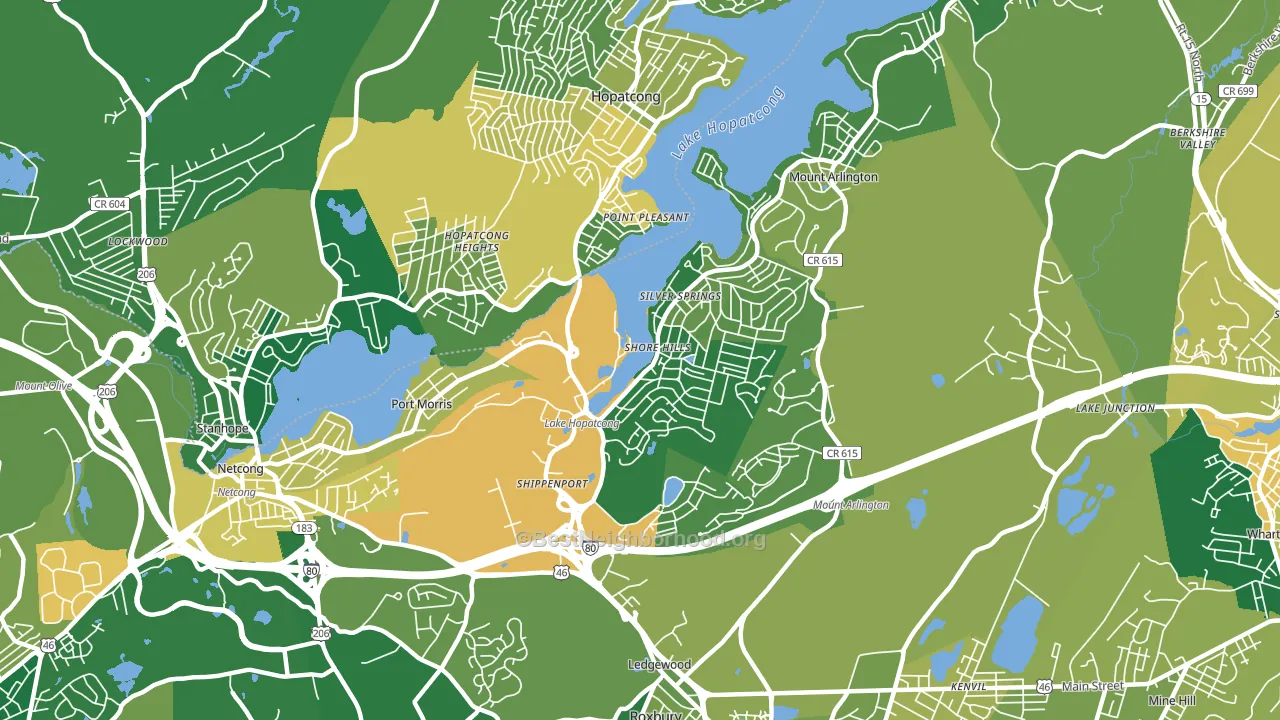 Landing, NJ block-group voter-turnout map