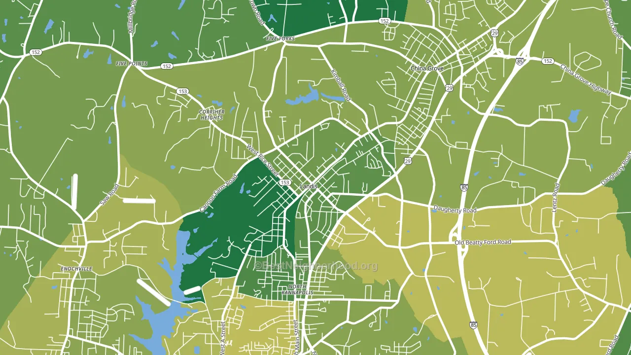 Landis, NC block-group voter-turnout map