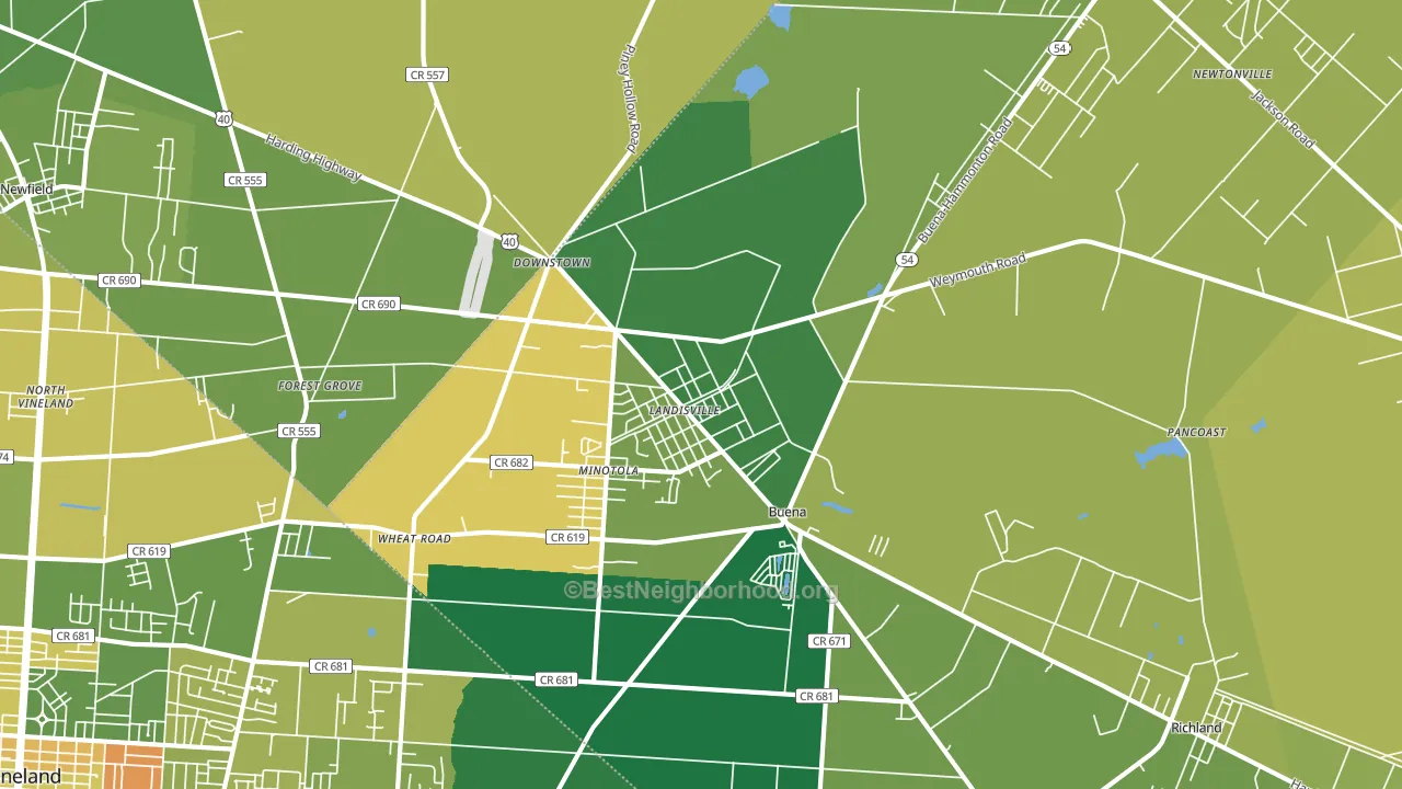 Landisville, NJ block-group voter-turnout map
