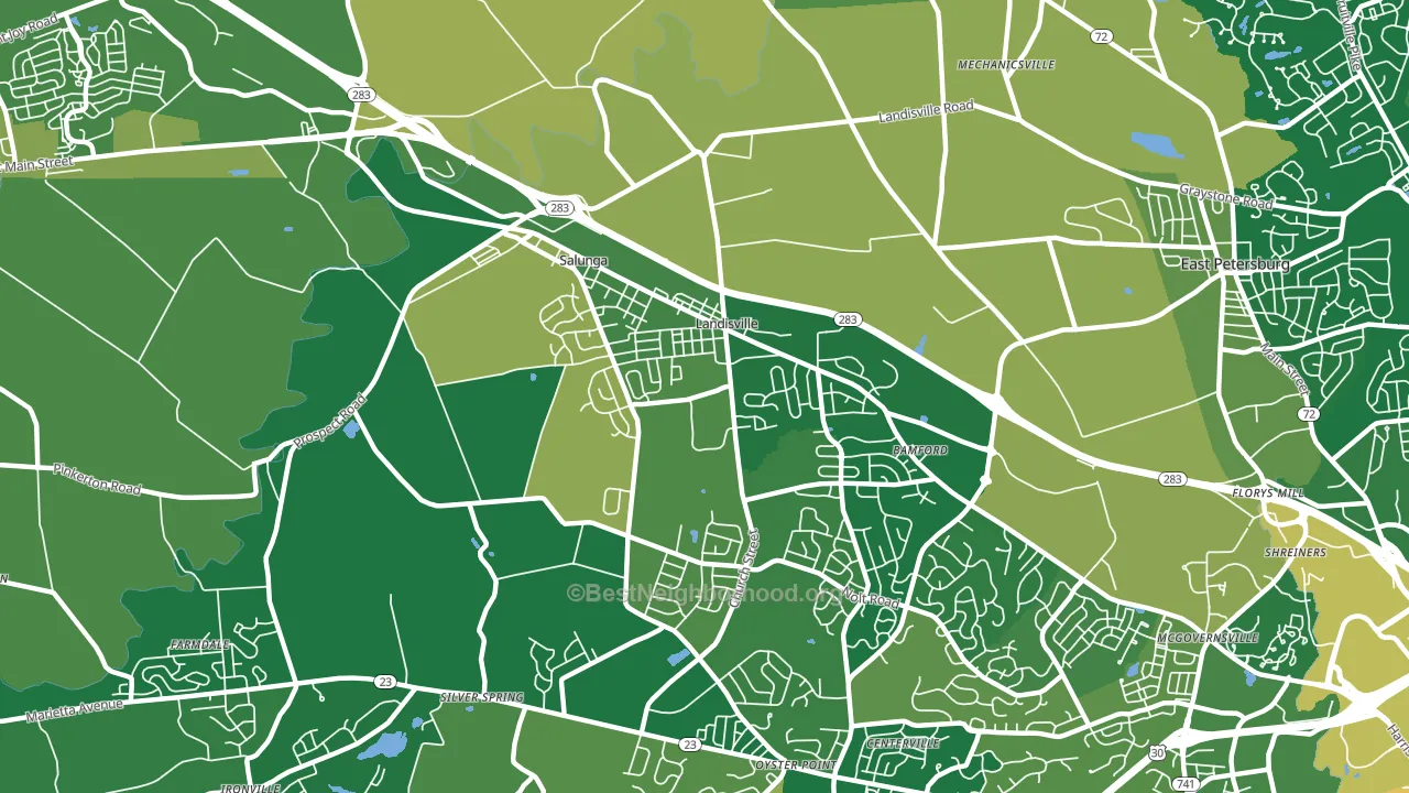 Landisville, PA block-group voter-turnout map