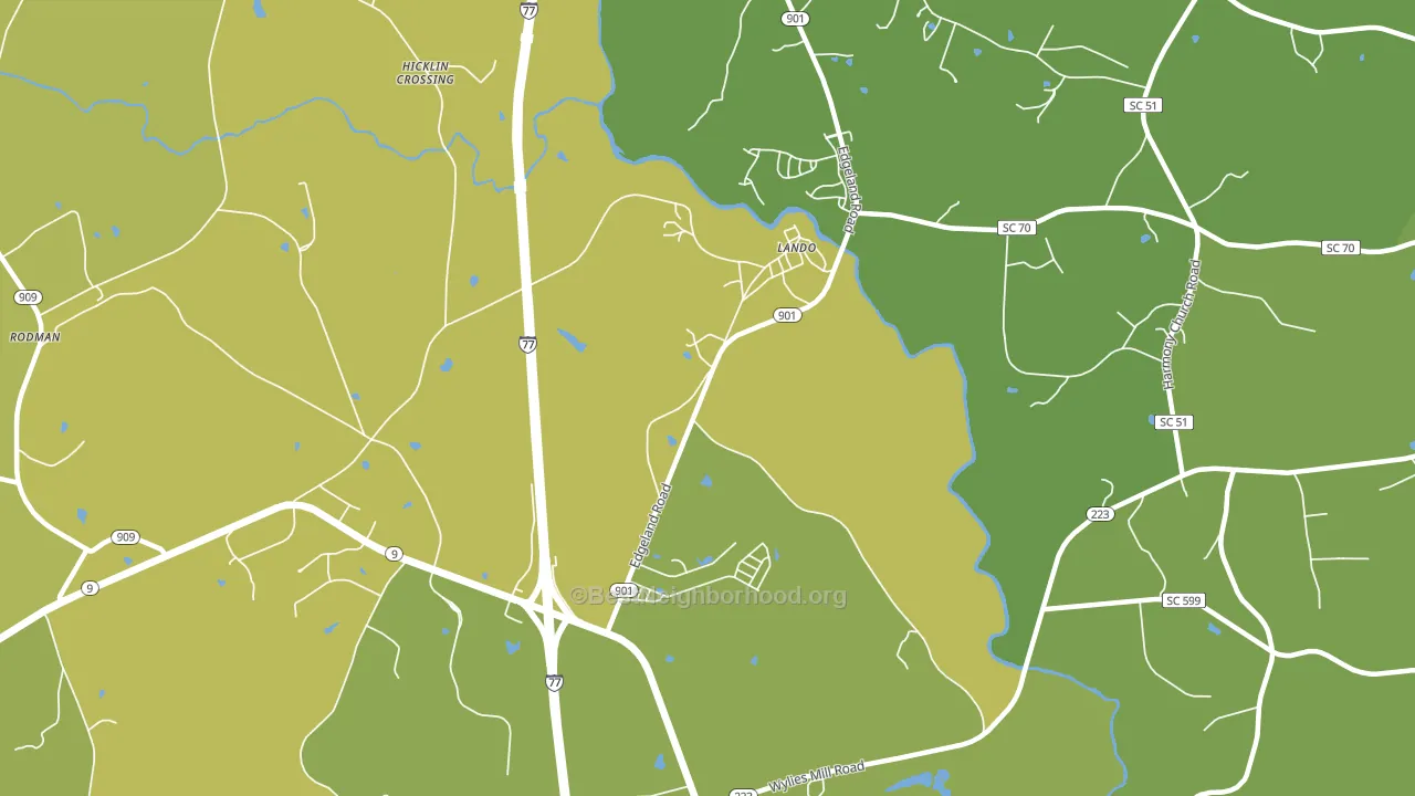 Lando, SC block-group voter-turnout map