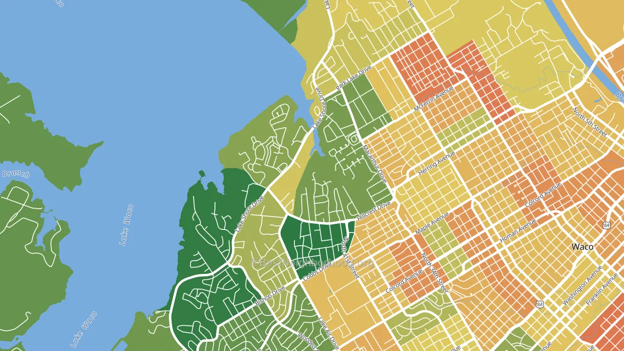 Landon Branch, Waco, TX block-group voter-turnout map