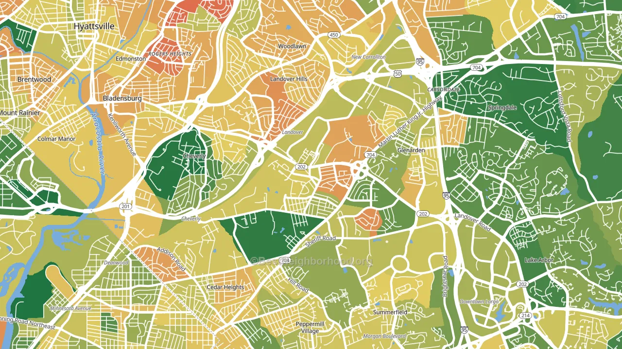 Landover, MD block-group voter-turnout map
