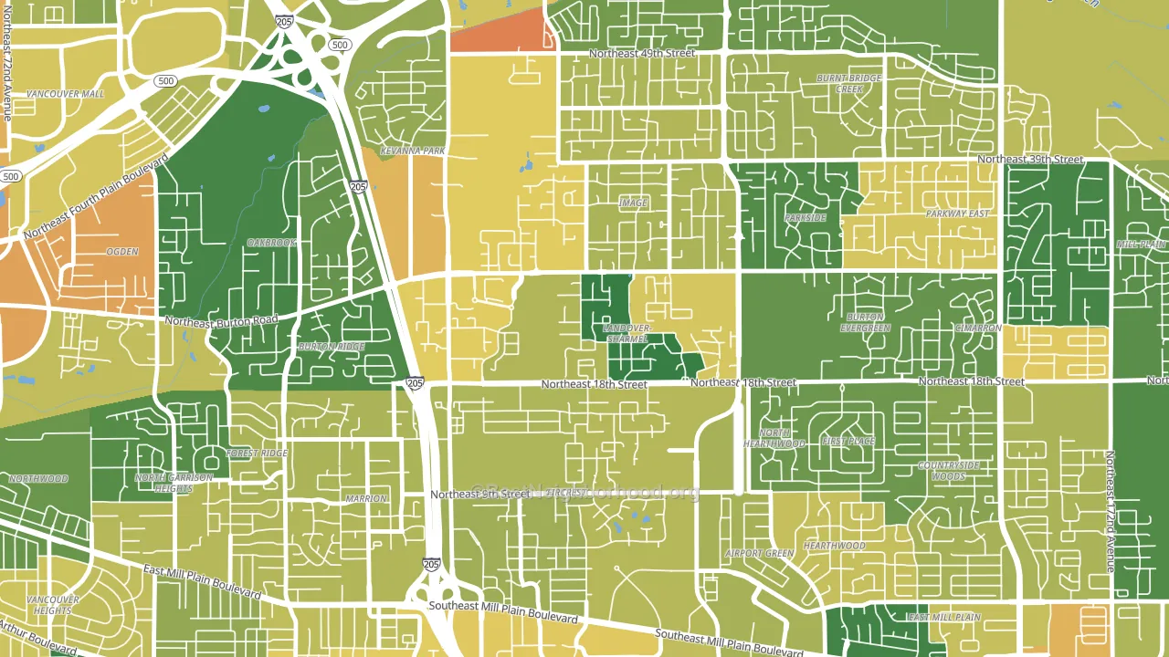 Landover-Sharmel, Vancouver, WA block-group voter-turnout map