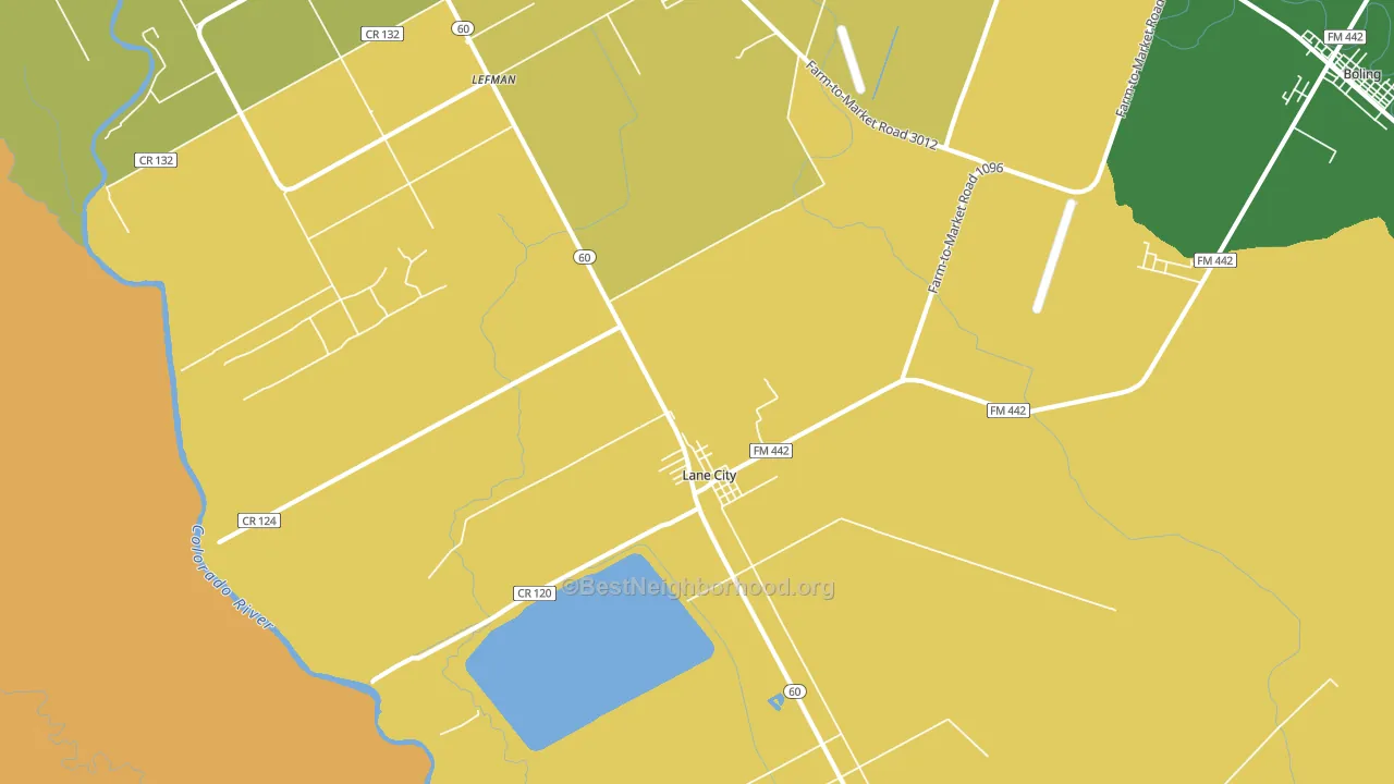 Lane City, TX block-group voter-turnout map