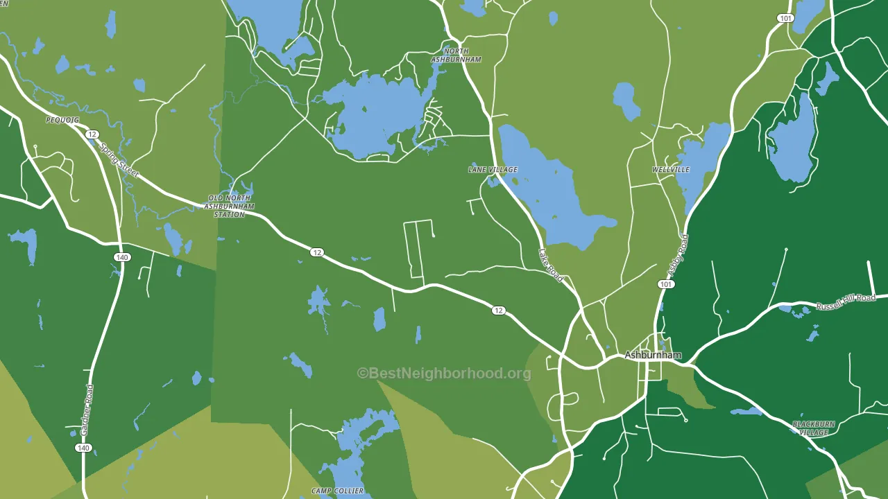 Lane Village, MA block-group voter-turnout map