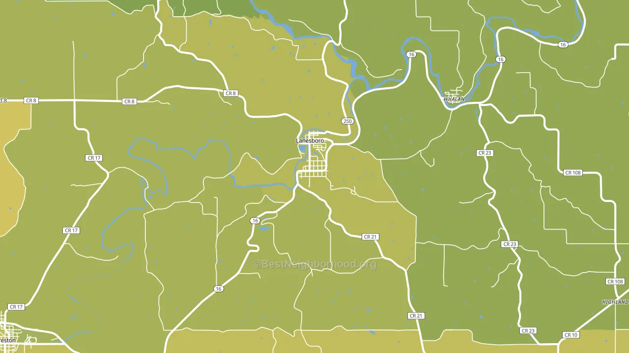 Lanesboro, MN block-group voter-turnout map