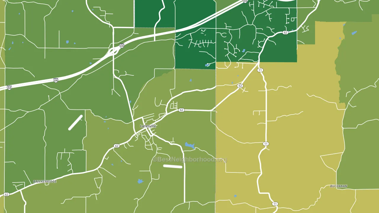 Lanesville, IN block-group voter-turnout map