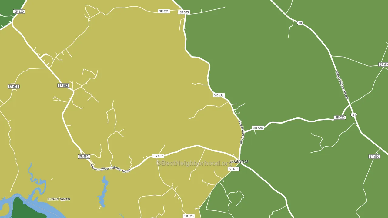 Lanesville, VA block-group voter-turnout map