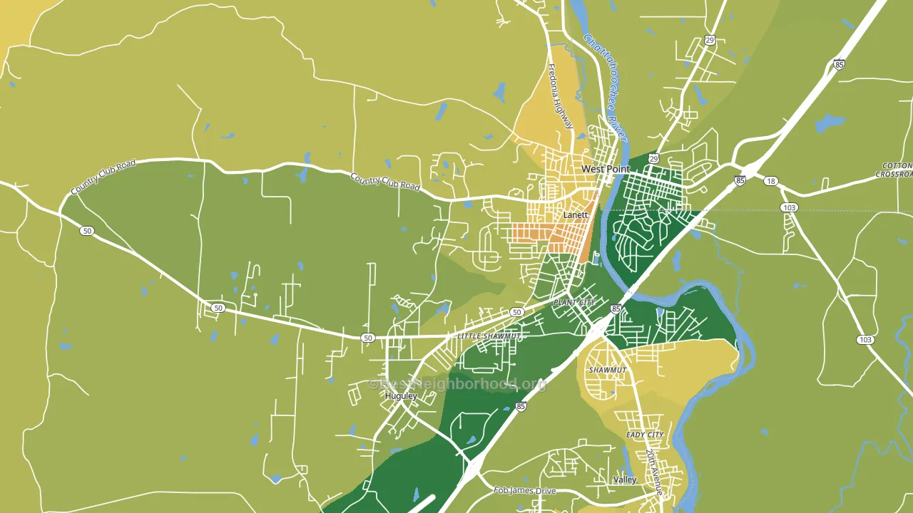 Lanett, AL block-group voter-turnout map