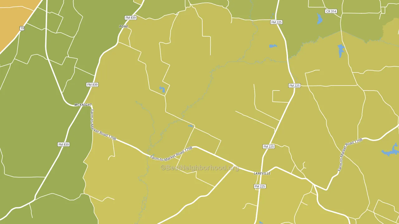 Laneville, TX block-group voter-turnout map