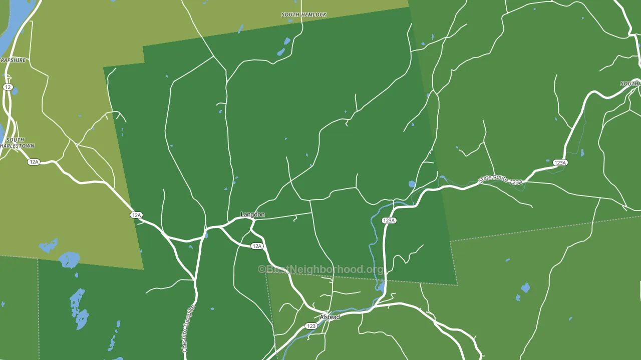 Langdon, NH block-group voter-turnout map