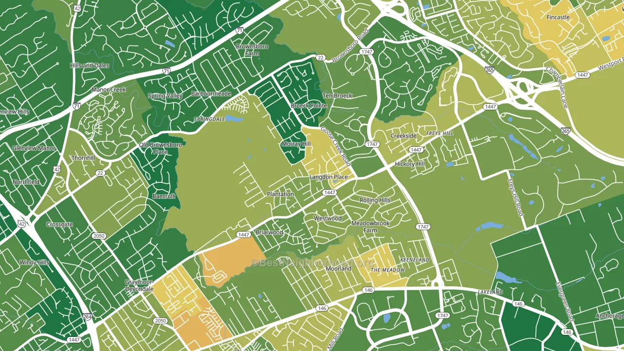 Langdon Place, KY block-group voter-turnout map