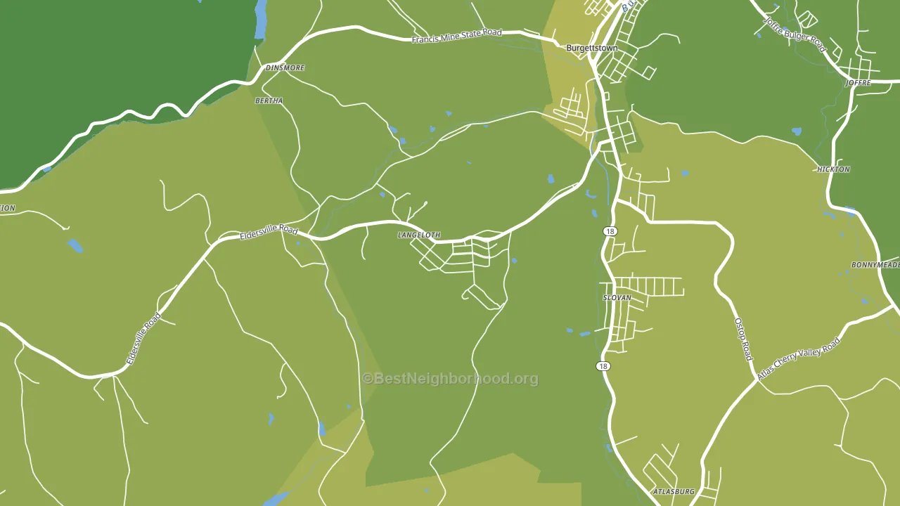Langeloth, PA block-group voter-turnout map