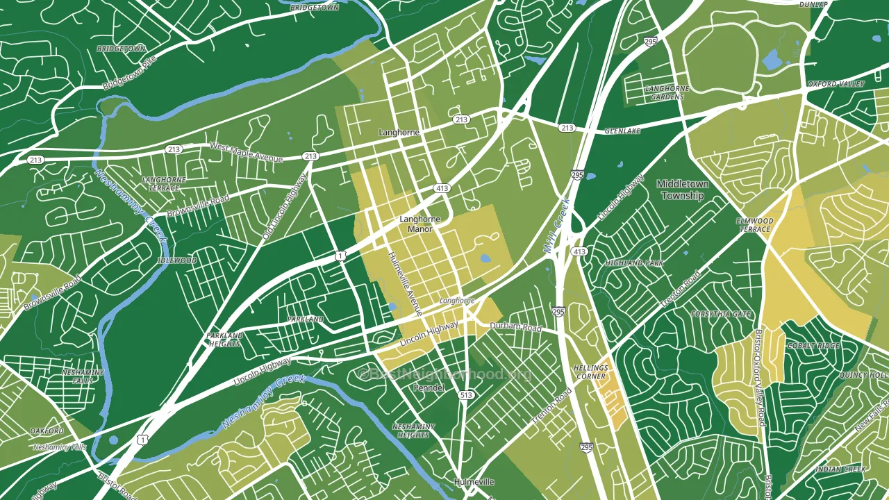 Langhorne Manor, PA block-group voter-turnout map