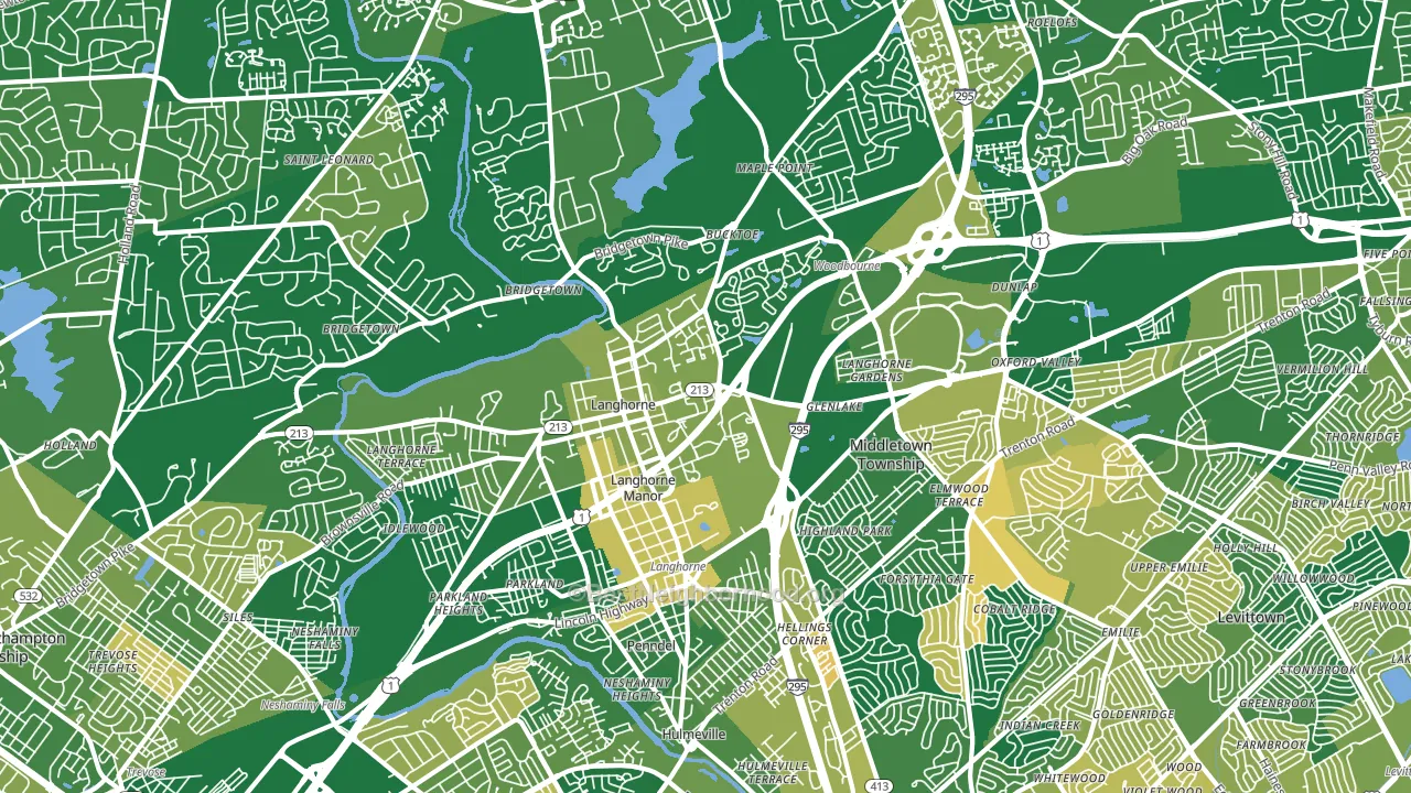 Langhorne, PA block-group voter-turnout map