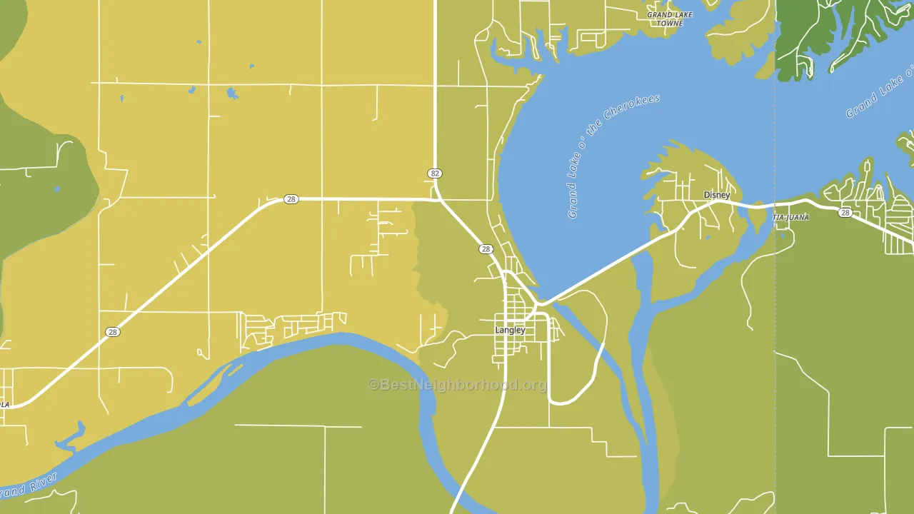 Langley, OK block-group voter-turnout map